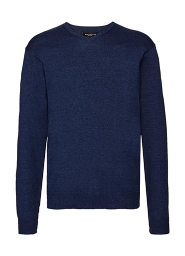 Men's V-Neck Knitted Pullover Denim Marl