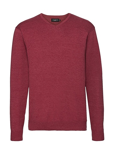 Men's V-Neck Knitted Pullover Cranberry Marl