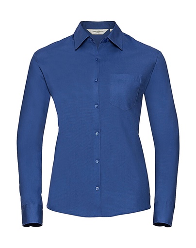 Ladies' Cotton Poplin Shirt LS Aztec Blue