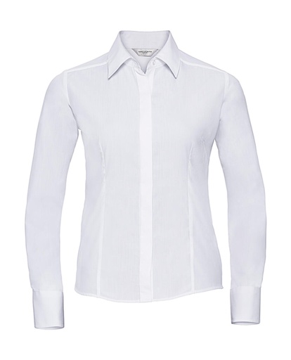 Ladies' LS Fitted Poplin Shirt White