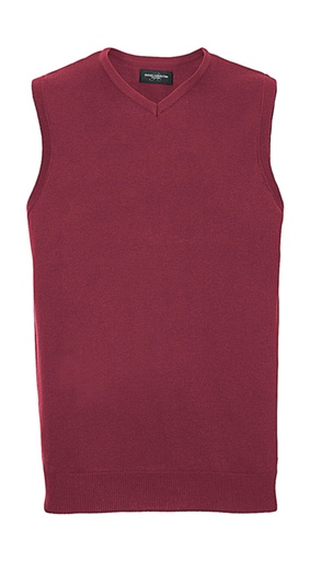 Adults' V-Neck Sleeveless Knitted Pullover Cranberry Marl