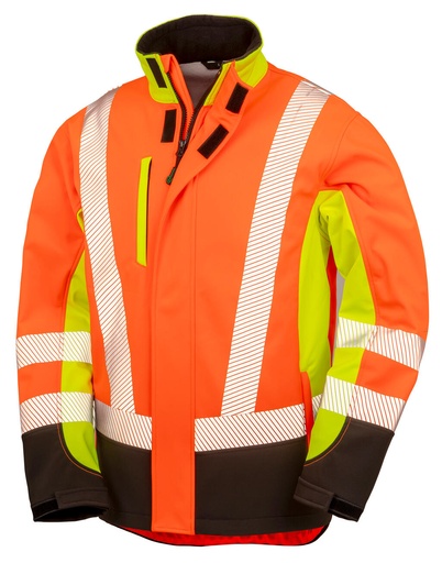 Recycled 3-Layer Printable 3-Tone Safety Softshell Fluo Yellow/Fluo Orange/Black