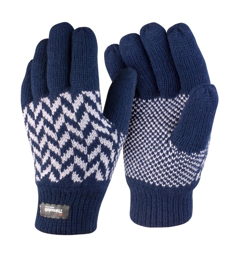 Pattern Thinsulate Glove Navy/Grey