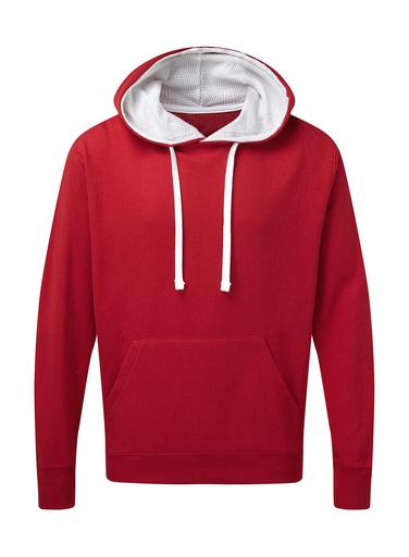 Contrast Hooded Sweatshirt Men Red/White