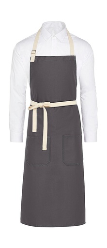 SANTORINI - Contrasted Bib Apron with Pocket Grey