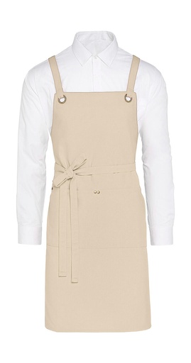 PROVENCE - Crossover Eyelets Bib Apron with Pocket Natural