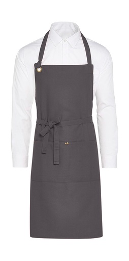 PROVENCE - Eyelet Bib Apron with Pocket Grey