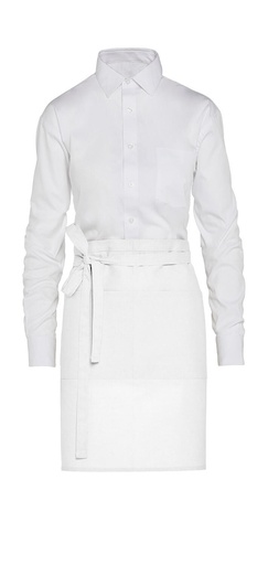 BRUSSELS - Short Recycled Bistro Apron with Pocket White