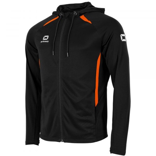 Stadio Hooded Full Zip Top — Black-Orange