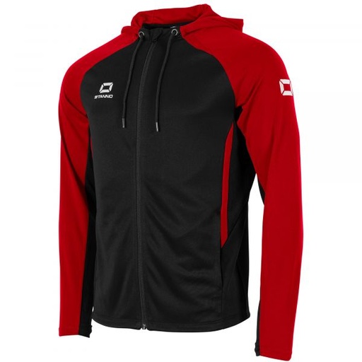 Stadio Hooded Full Zip Top — Black-Red