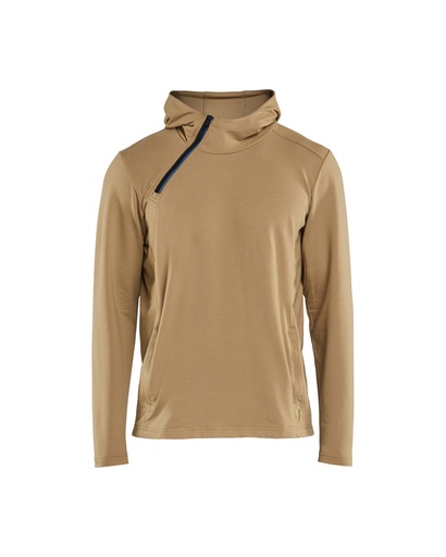 3594 Hoodie met schuine halve rits