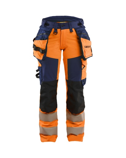 7022 Dames High Vis werkbroek 4-weg stretch met gereedschapszakken