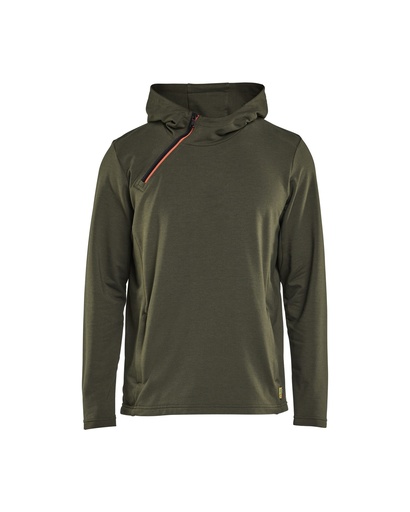 3594 Hoodie met schuine halve rits