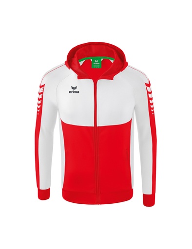 Six Wings trainingsjack met capuchon rood/wit