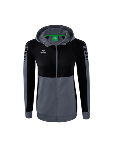 Six Wings trainingsjack met capuchon slate grey/zwart Dames