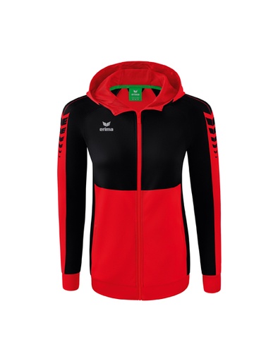 Six Wings trainingsjack met capuchon rood/zwart Dames