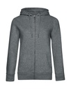 QUEEN Zipped Hooded /women Heather Mid Grey