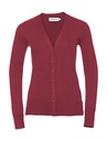 Ladies’ V-Neck Knitted Cardigan Cranberry Marl