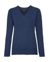 Ladies’ V-Neck Knitted Pullover Denim Marl