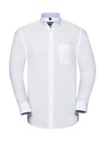 Men's LS Tailored Washed Oxford Shirt White/Oxford Blue