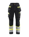 7196 Dames High Vis werkbroek met Stretch en gereedschapszakken