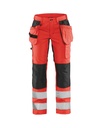 7163 Dames High Vis Werkbroek met stretch en gereedschapzakken