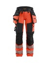 7022 Dames High Vis werkbroek 4-weg stretch met gereedschapszakken